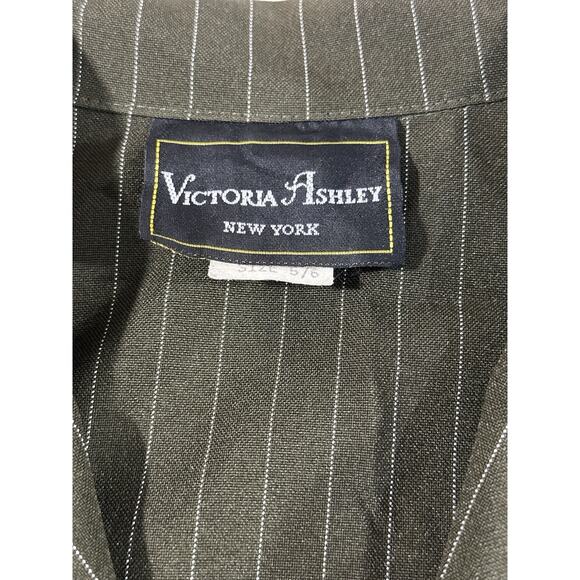 Victoria Ashley New York Olive Pinstripe Double Breasted Blazer Women’s 5/6 - Picture 6 of 9